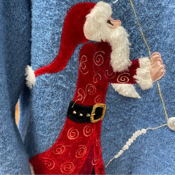 Blue and White Festive Cardigan - Picture 3 of 6